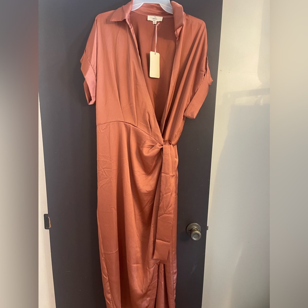 Terracotta wrap dress by entro. New with tags